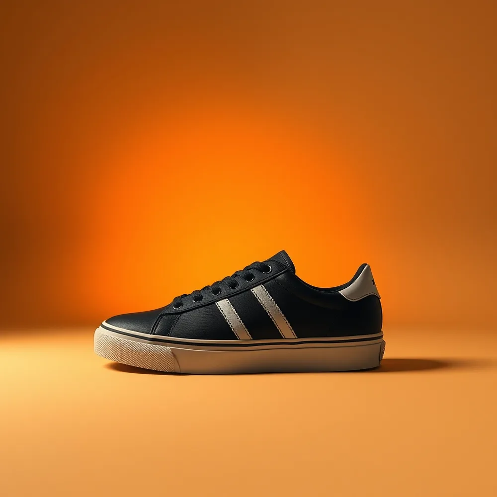 Basket Azur, chaussure homme coloris noir, présentée sur fond crème chaud