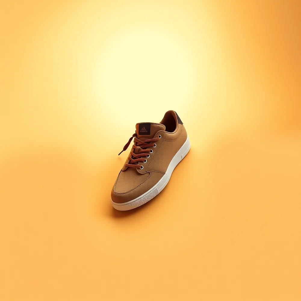Blanche Perle, chaussure blanche coloris sable, présentée sur fond crème chaud