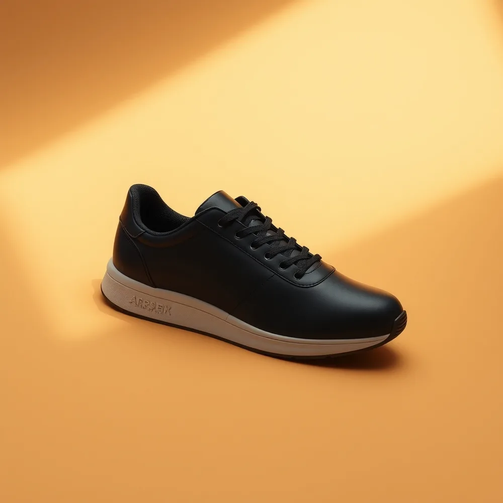 Combat Boxe, chaussures de boxe coloris noir, présentée sur fond crème chaud