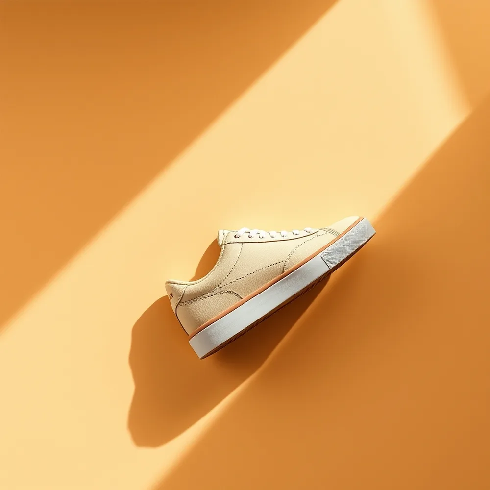 Citron Kids, chaussure fille coloris sable, présentée sur fond crème chaud