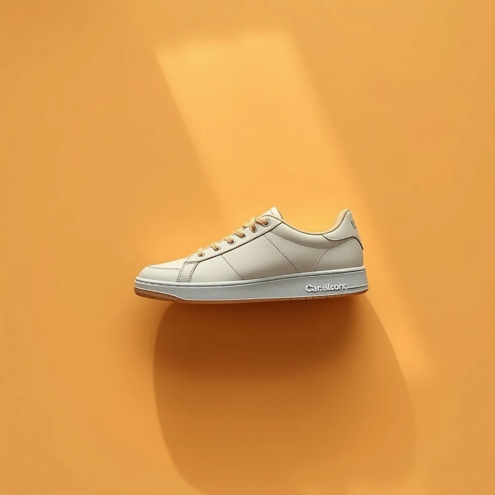 Court Classique, chaussure tennis homme coloris sable, présentée sur fond crème chaud