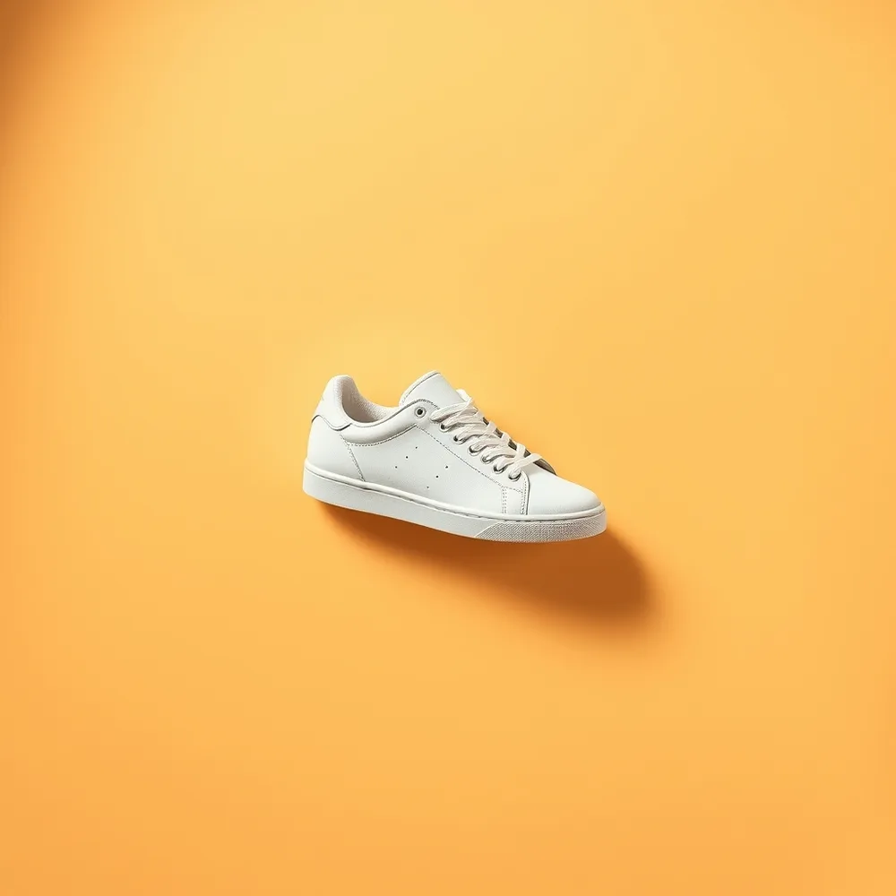 Court Classique, chaussure tennis homme coloris blanc, présentée sur fond crème chaud