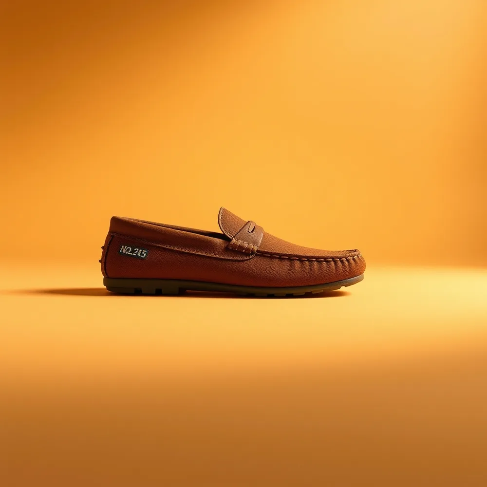 Mocassin Orient, chaussure femme coloris marron, présentée sur fond crème chaud