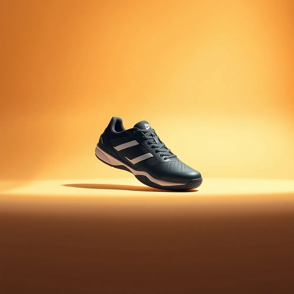 Smash Padel, chaussure padel homme coloris noir, présentée sur fond crème chaud
