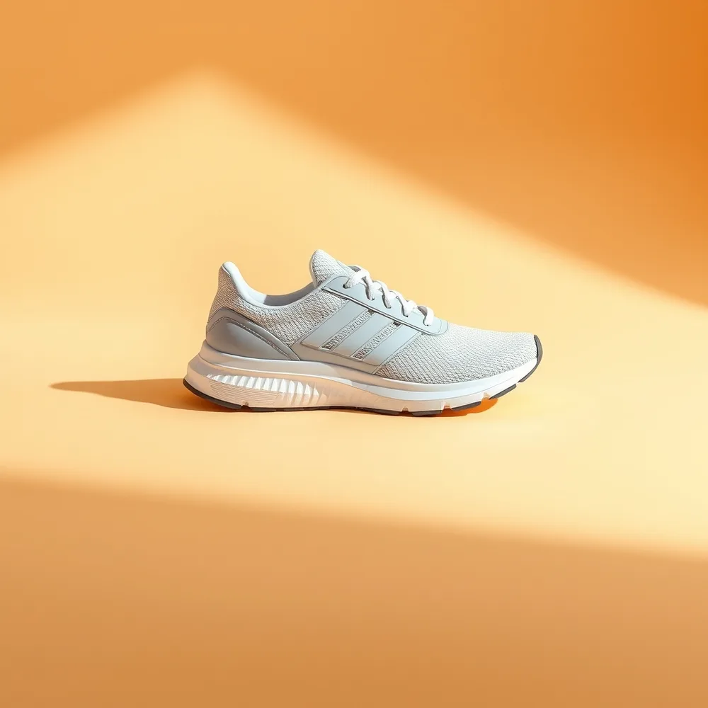 Petit Runner, chaussures enfants coloris blanc, présentée sur fond crème chaud