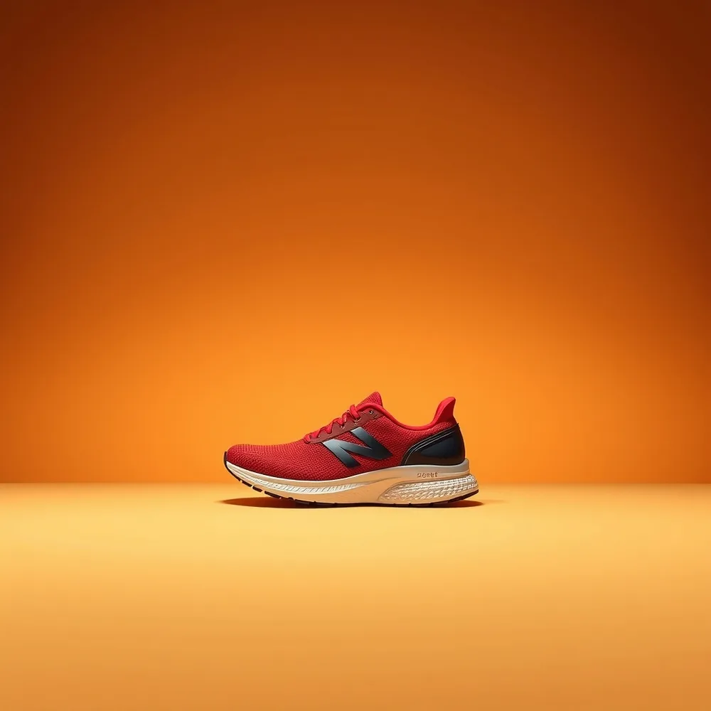 Petit Runner, chaussures enfants coloris rouge, présentée sur fond crème chaud