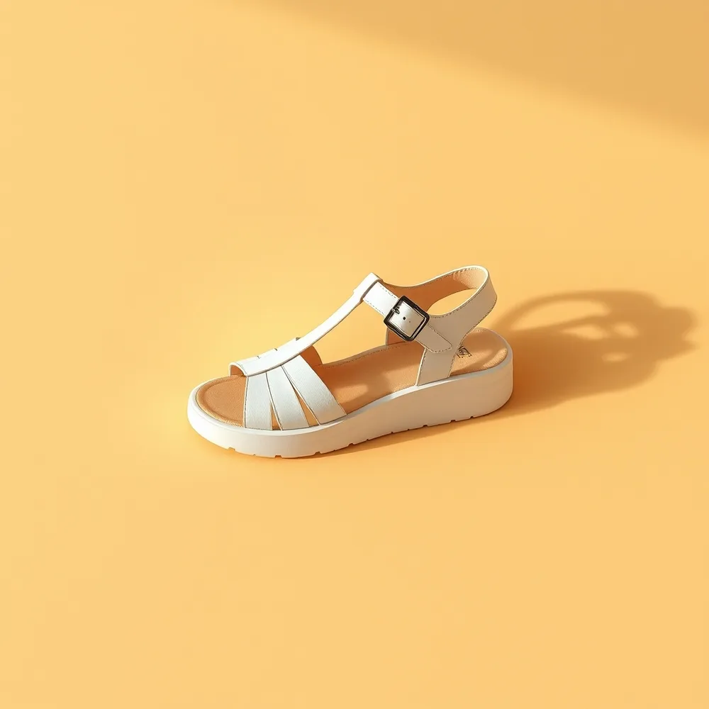 Plage Kids, chaussure enfant coloris blanc, présentée sur fond crème chaud