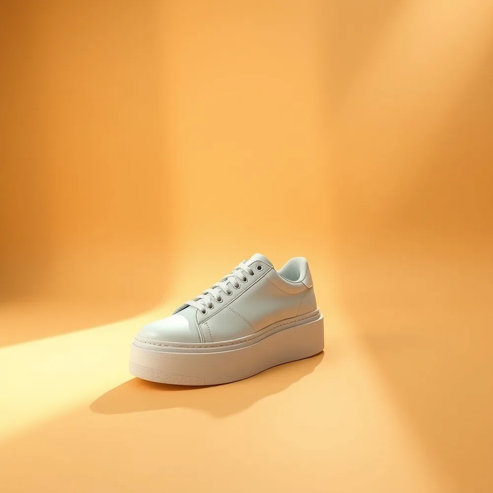 Plateforme Nova, chaussure plateforme femme coloris blanc, présentée sur fond crème chaud