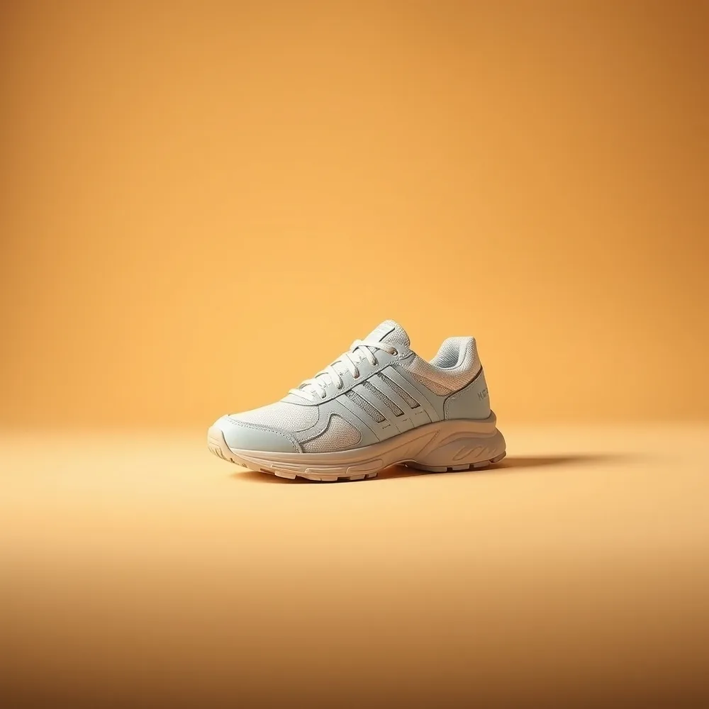 Atlas Trek Homme, chaussure randonnée coloris blanc, présentée sur fond crème chaud