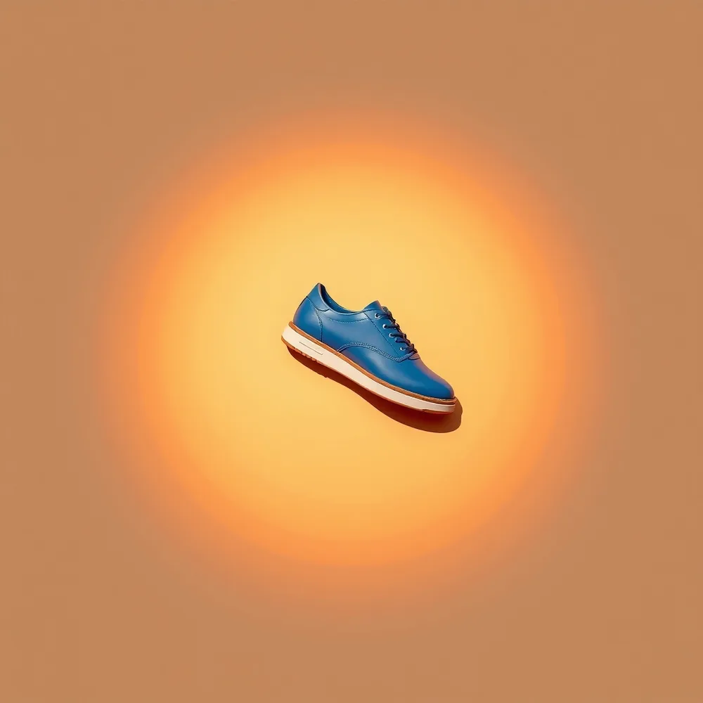 Richelieu Fès, chaussure homme habillé coloris bleu, présentée sur fond crème chaud