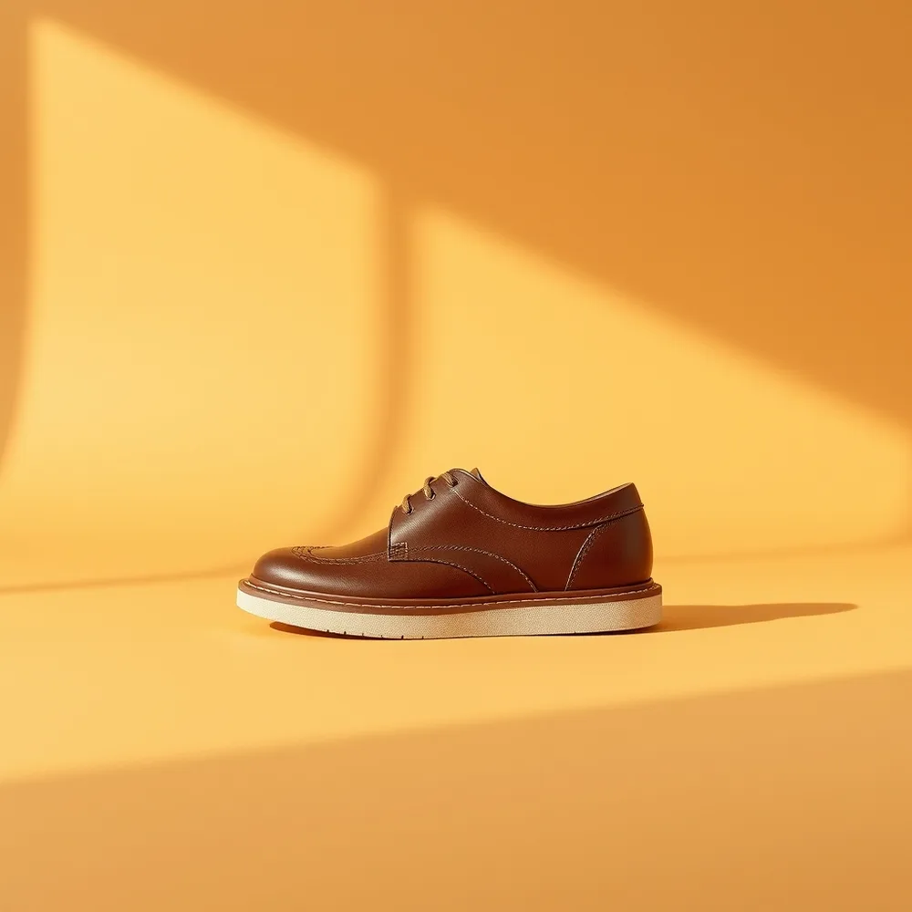 Richelieu Fès, chaussure homme habillé coloris marron, présentée sur fond crème chaud