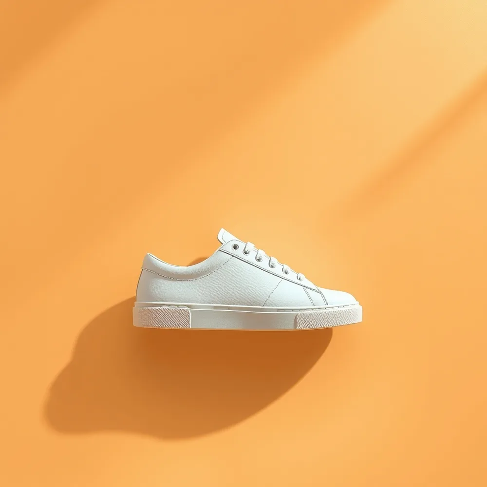 Rouge Kénitra, chaussure noir homme coloris blanc, présentée sur fond crème chaud