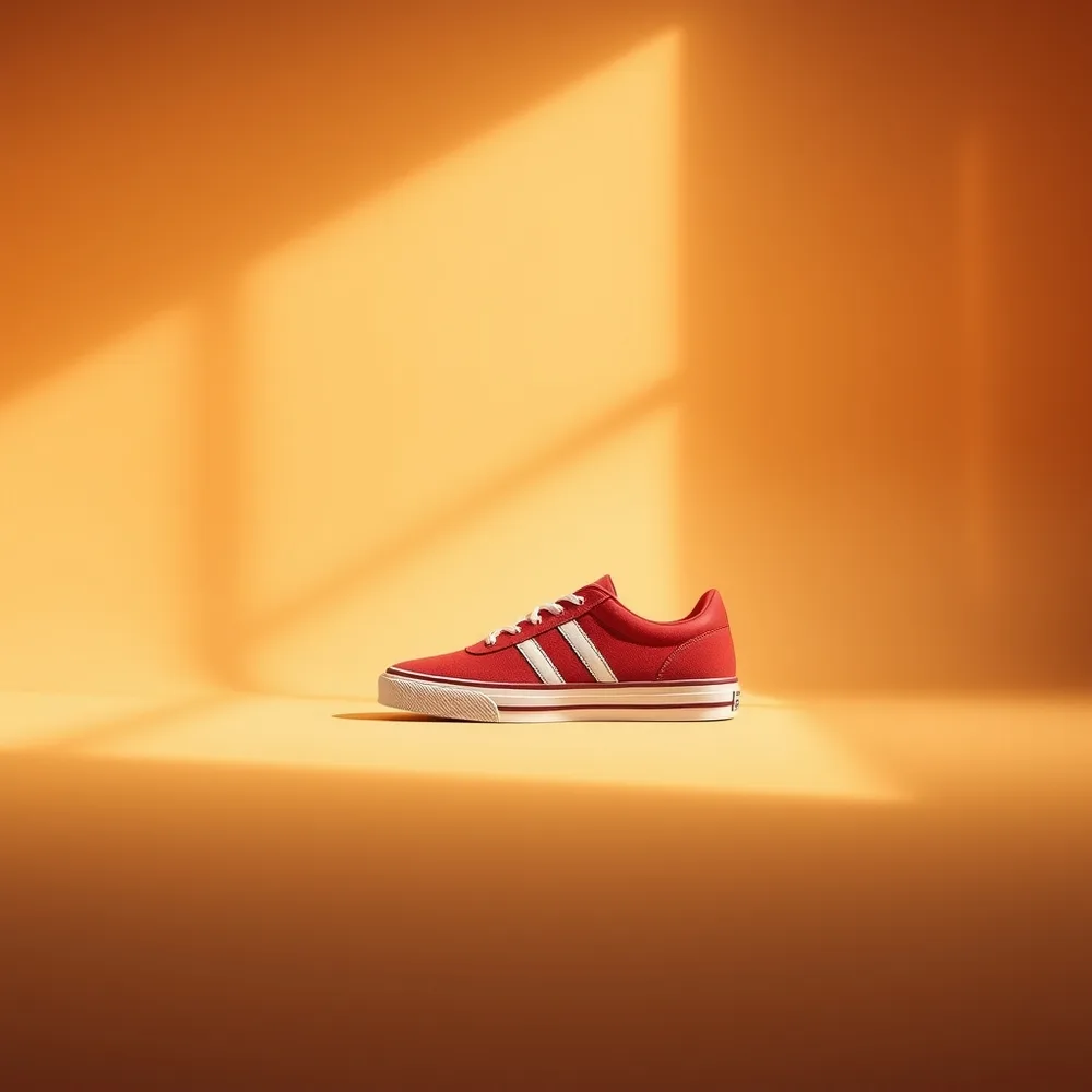 Street Skate, chaussure skate coloris rouge, présentée sur fond crème chaud