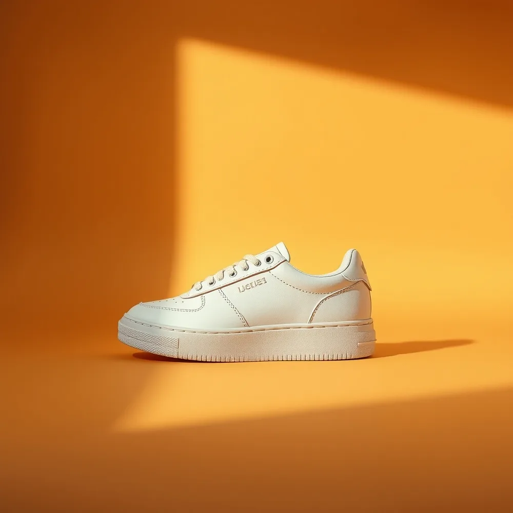Sneaker Sahara, chaussure femme coloris blanc, présentée sur fond crème chaud