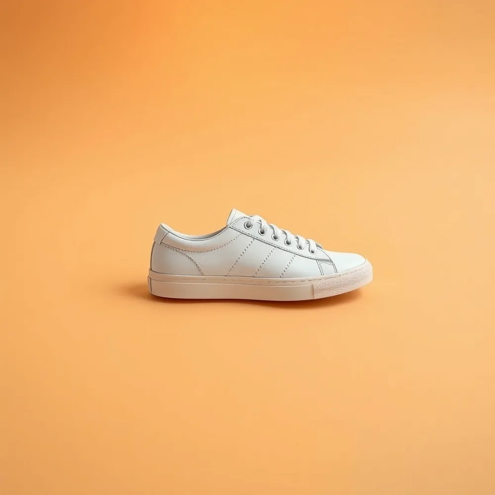 Tennis Blanche Femme, chaussures de tennis femme coloris blanc, présentée sur fond crème chaud