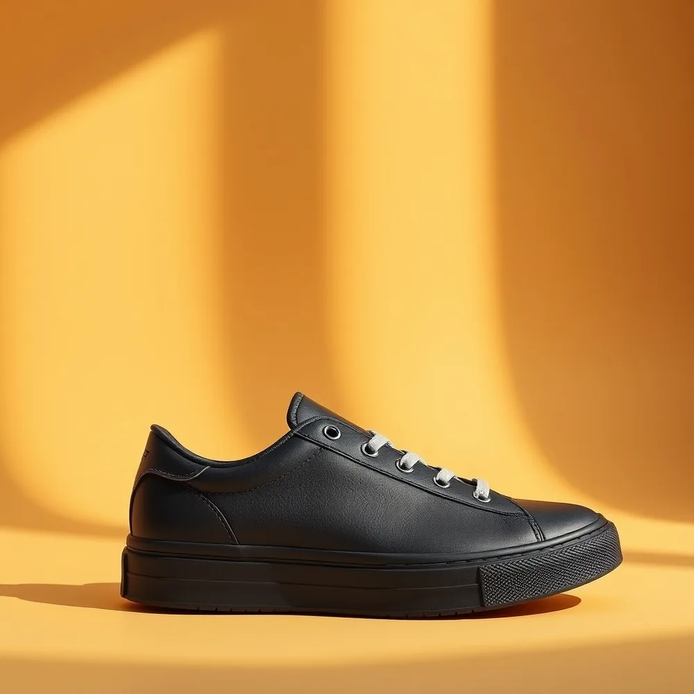 Tennis Kids, chaussures tennis coloris noir, présentée sur fond crème chaud