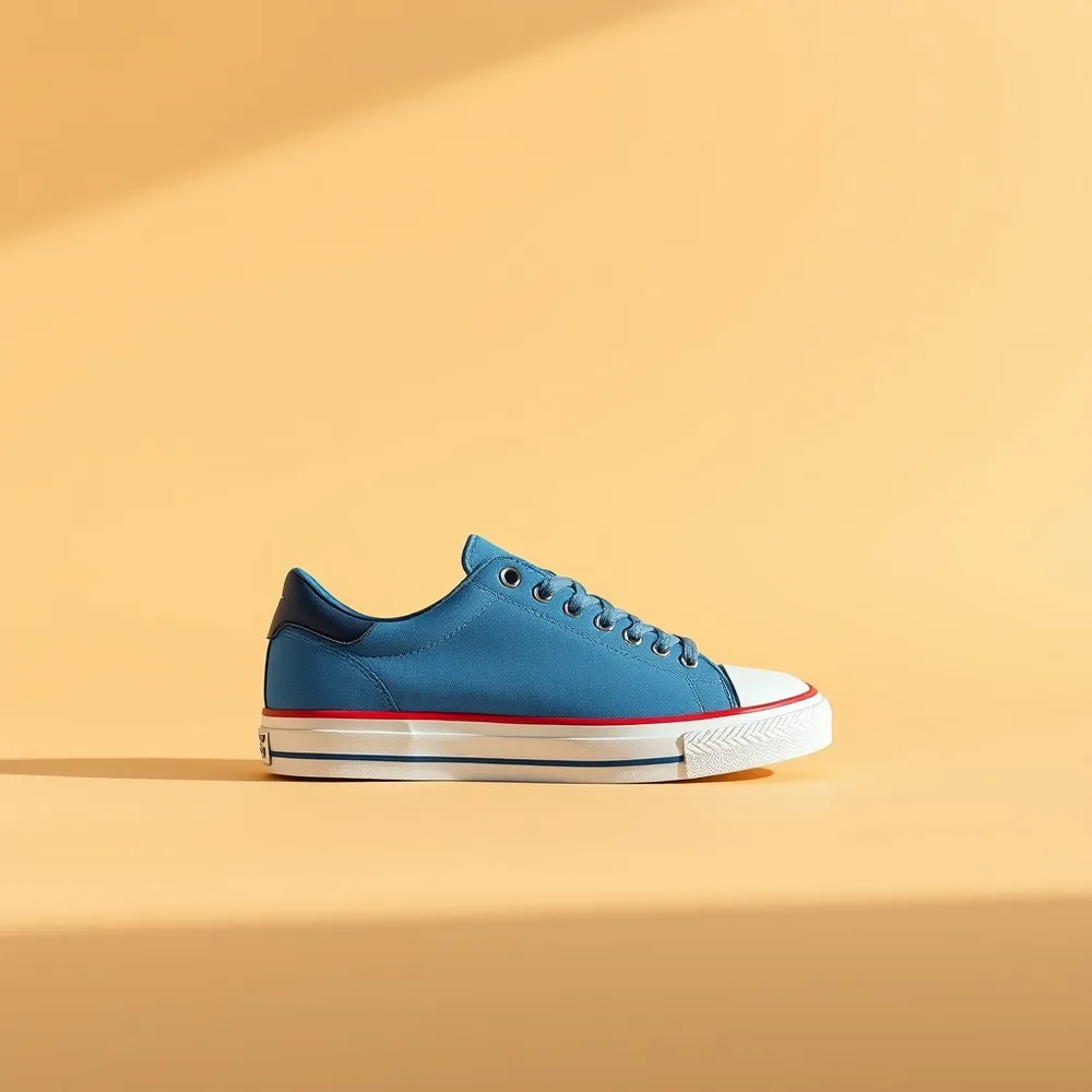 Tennis Kids, chaussures tennis coloris bleu, présentée sur fond crème chaud