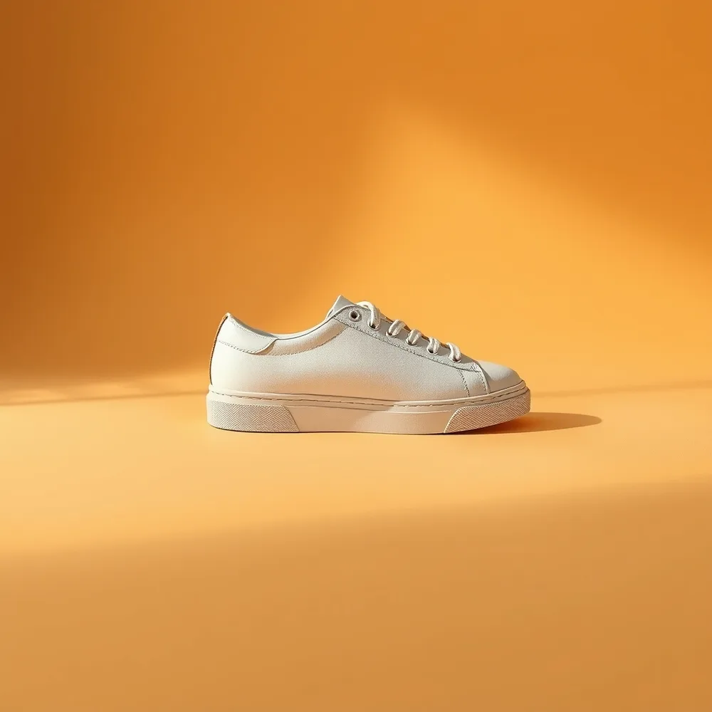 Toile Rouge, chaussures femmes coloris blanc, présentée sur fond crème chaud