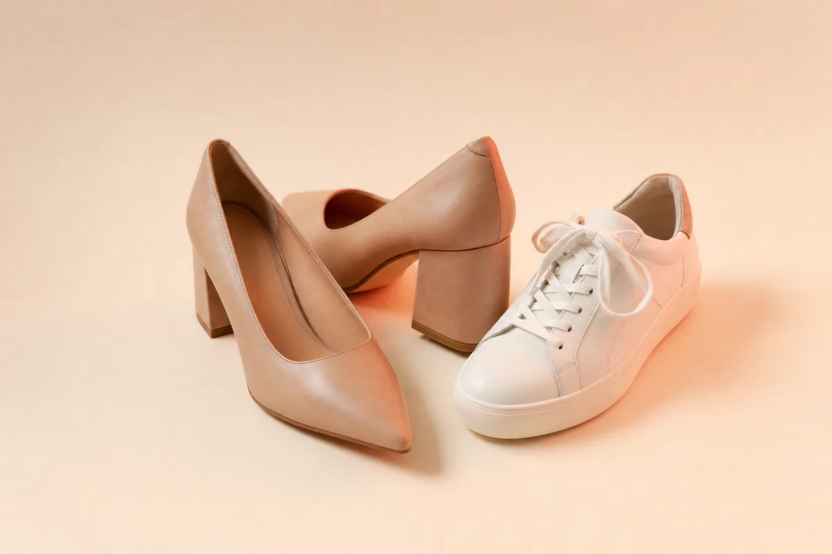 Collection de chaussures femme VIKE présentée sur fond crème chaud