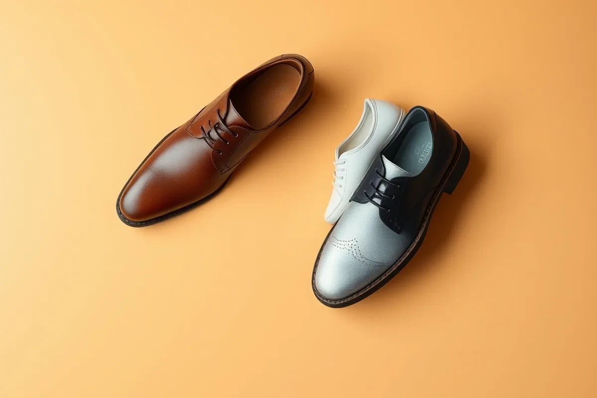 Collection de chaussures homme VIKE présentée sur fond crème chaud