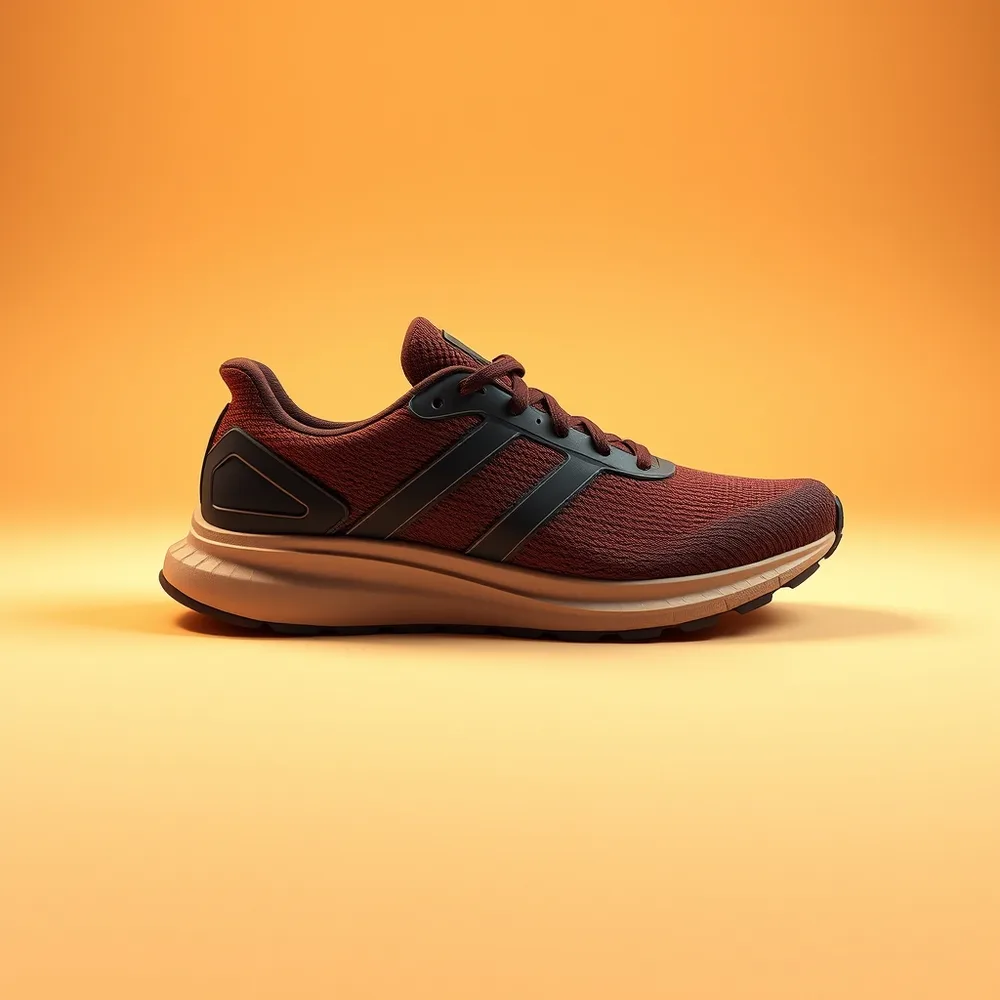 Volt Runner, chaussure running coloris marron, présentée sur fond crème chaud